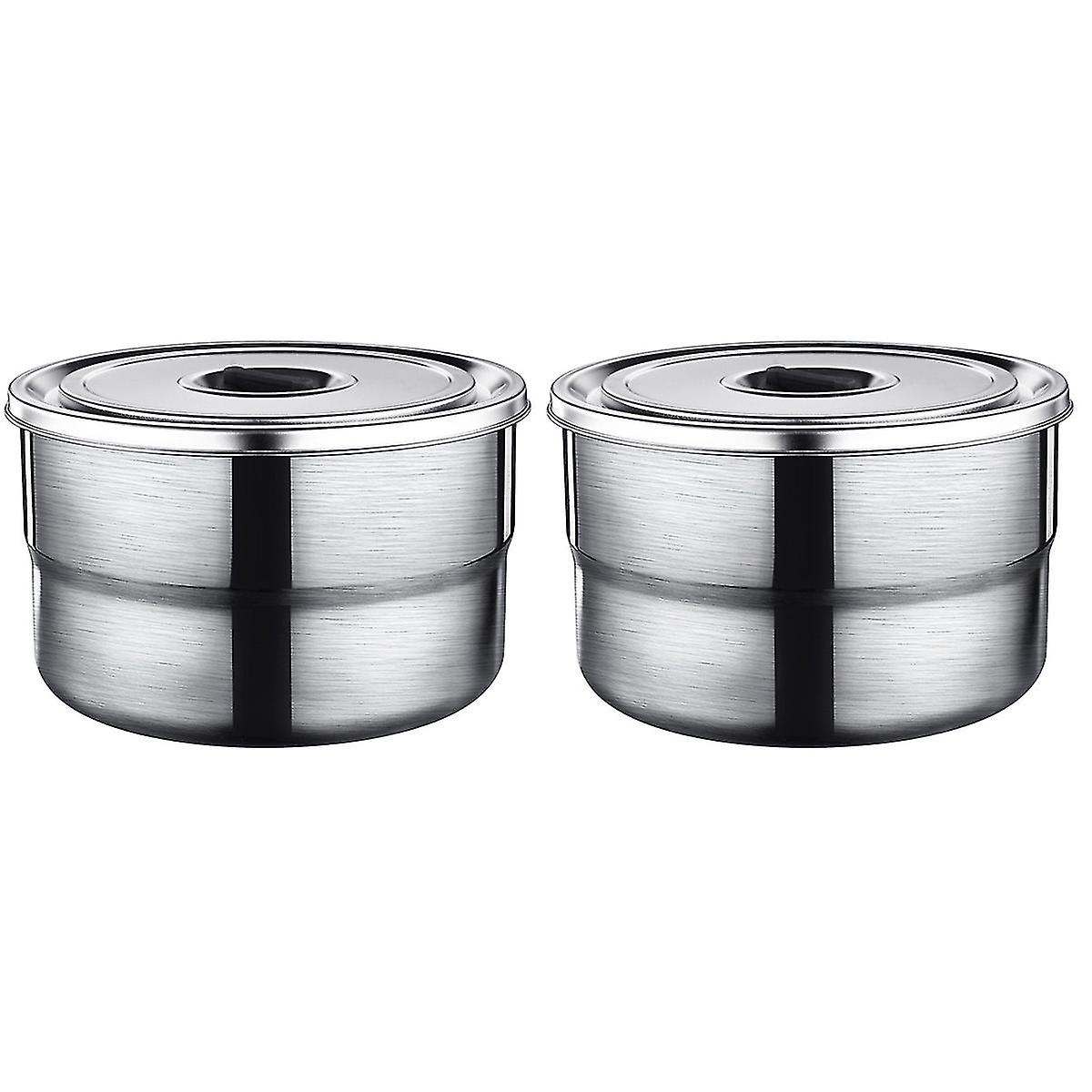 2pcs Stainless Steel Storage Box Freshness Keeping Box Storage Container (600ml)