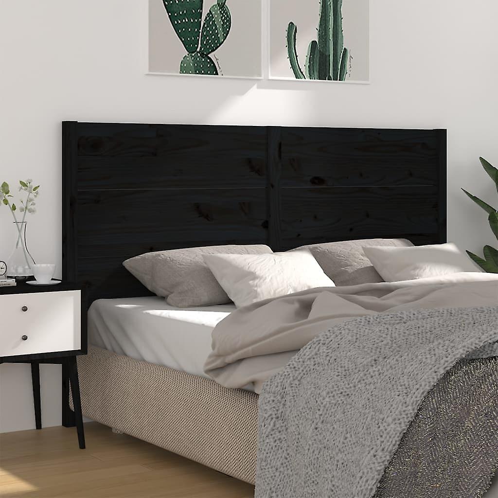 Headboard Black 126x4x100 cm Solid Pine Wood