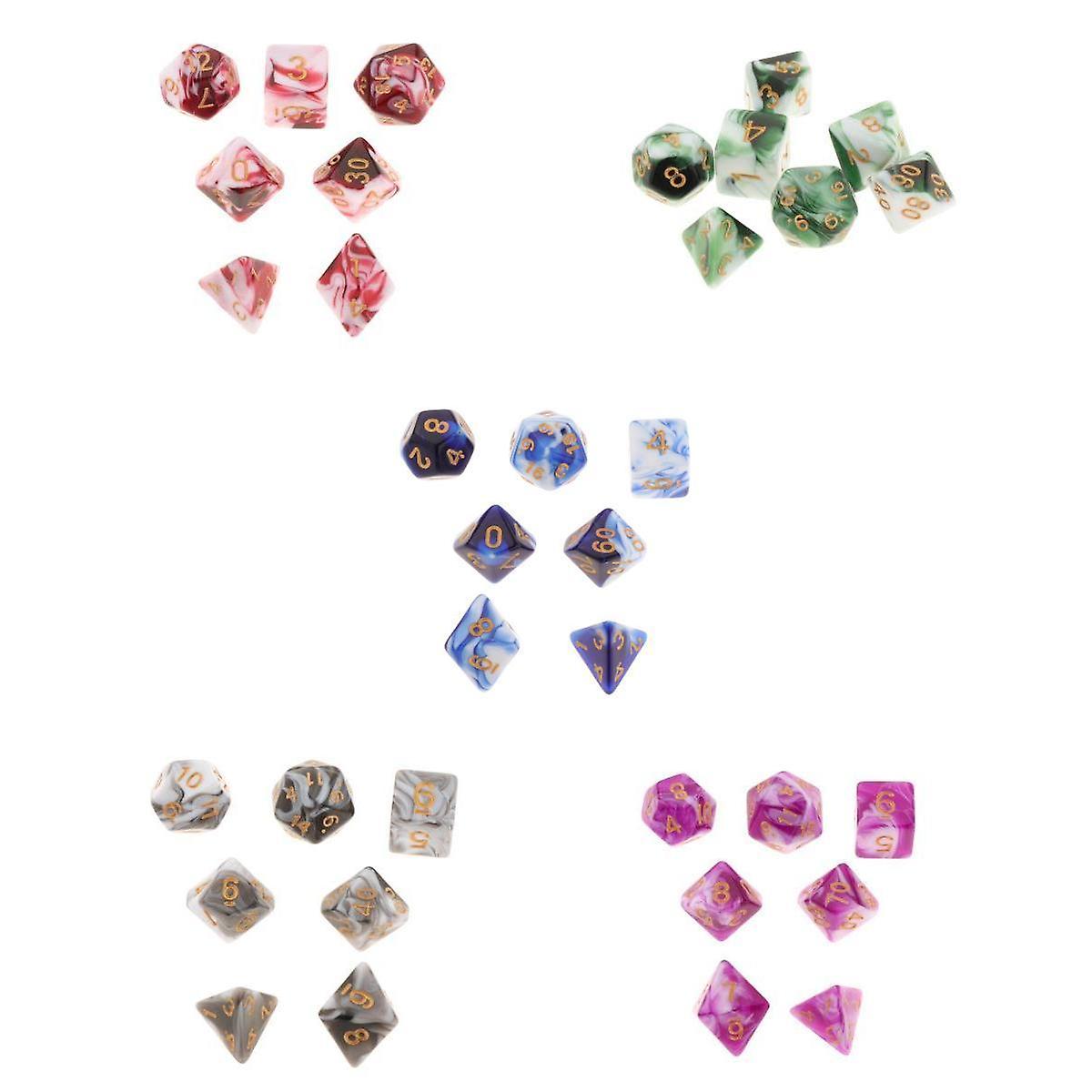 5 Set Polyhedral Dice Board Games Double-Colors Games for Dnd Rpg Mtg