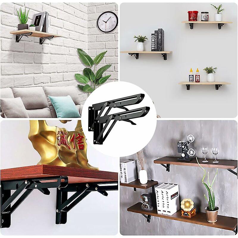 2 Pack 250mm, Folding Console Bracket, Heavy Duty Metal Folding Shelf ...