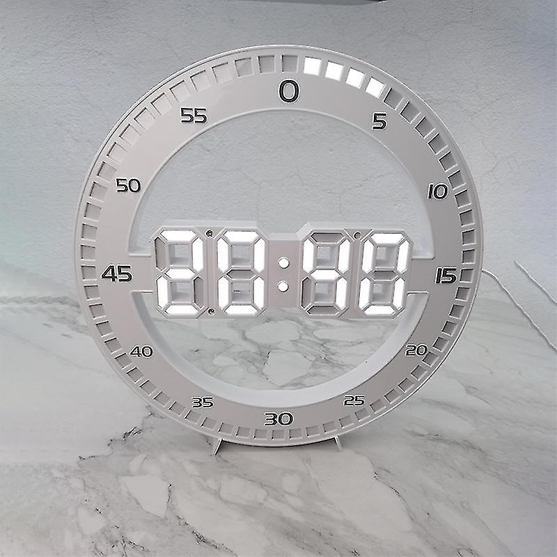 カレンダー付きサイレント3Dデジタル円形発光LEDウォールクロックアラーム、リビングルームの家の装飾用の温度計