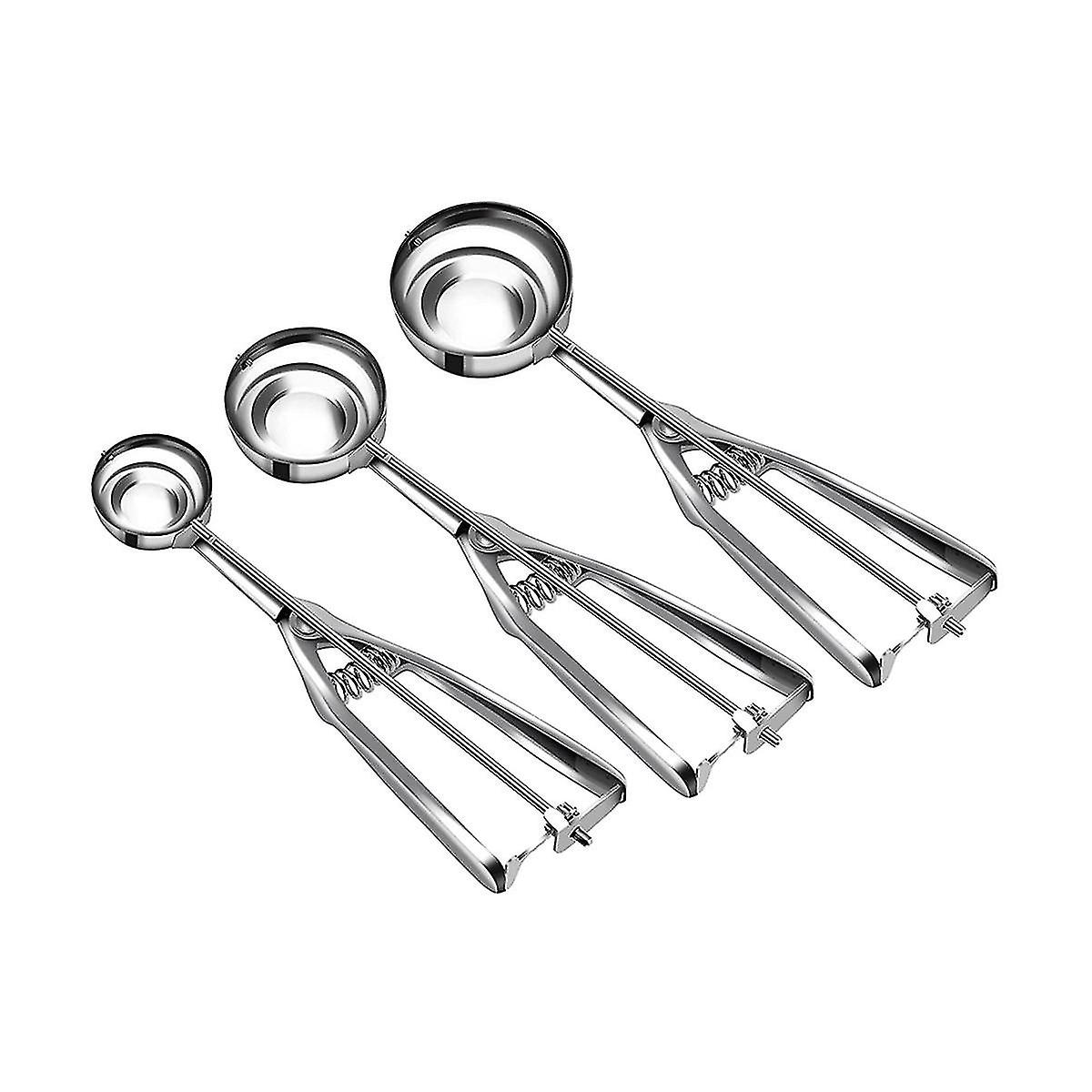 Ice Cream Scoop Set With Multiple Size Trigger Stainless Steel Cookie Scoops 3 For Baking