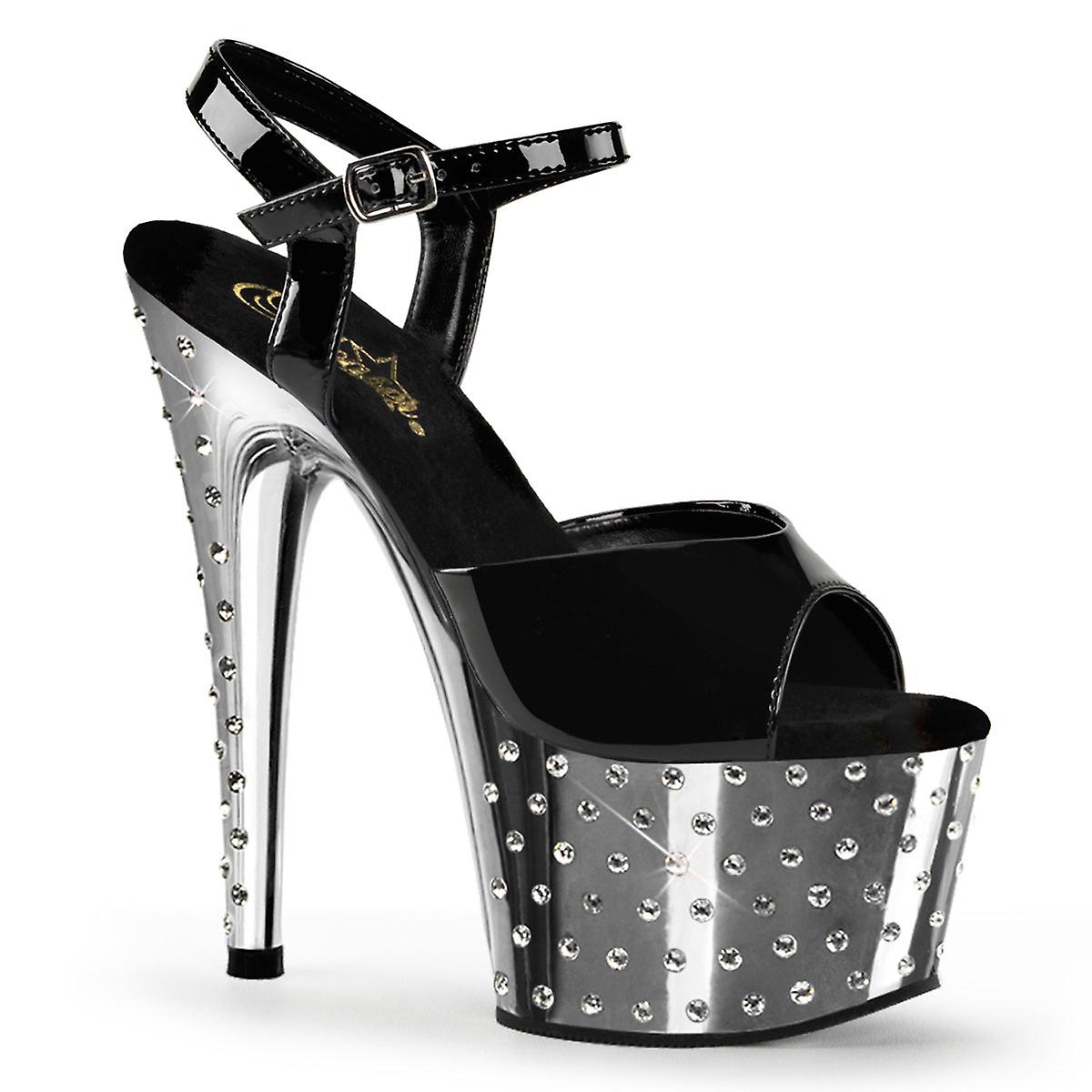 Pleaser Damesko Stardust-709 Blk Pat/SLV Krom