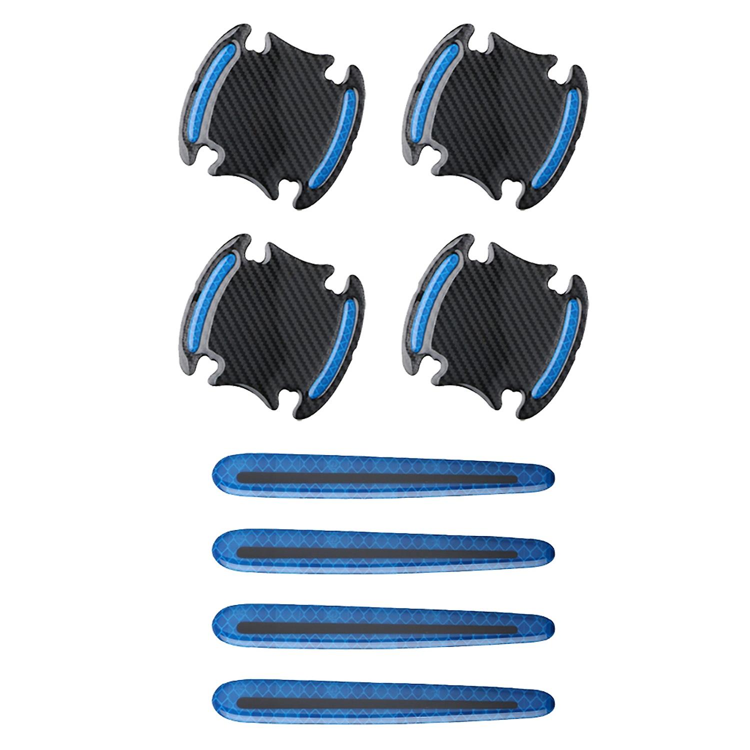 8Pcs/Set Door Handle Sticker 3D Effect Scratch Protection Creative Epoxy Safety Reflective Car Handl