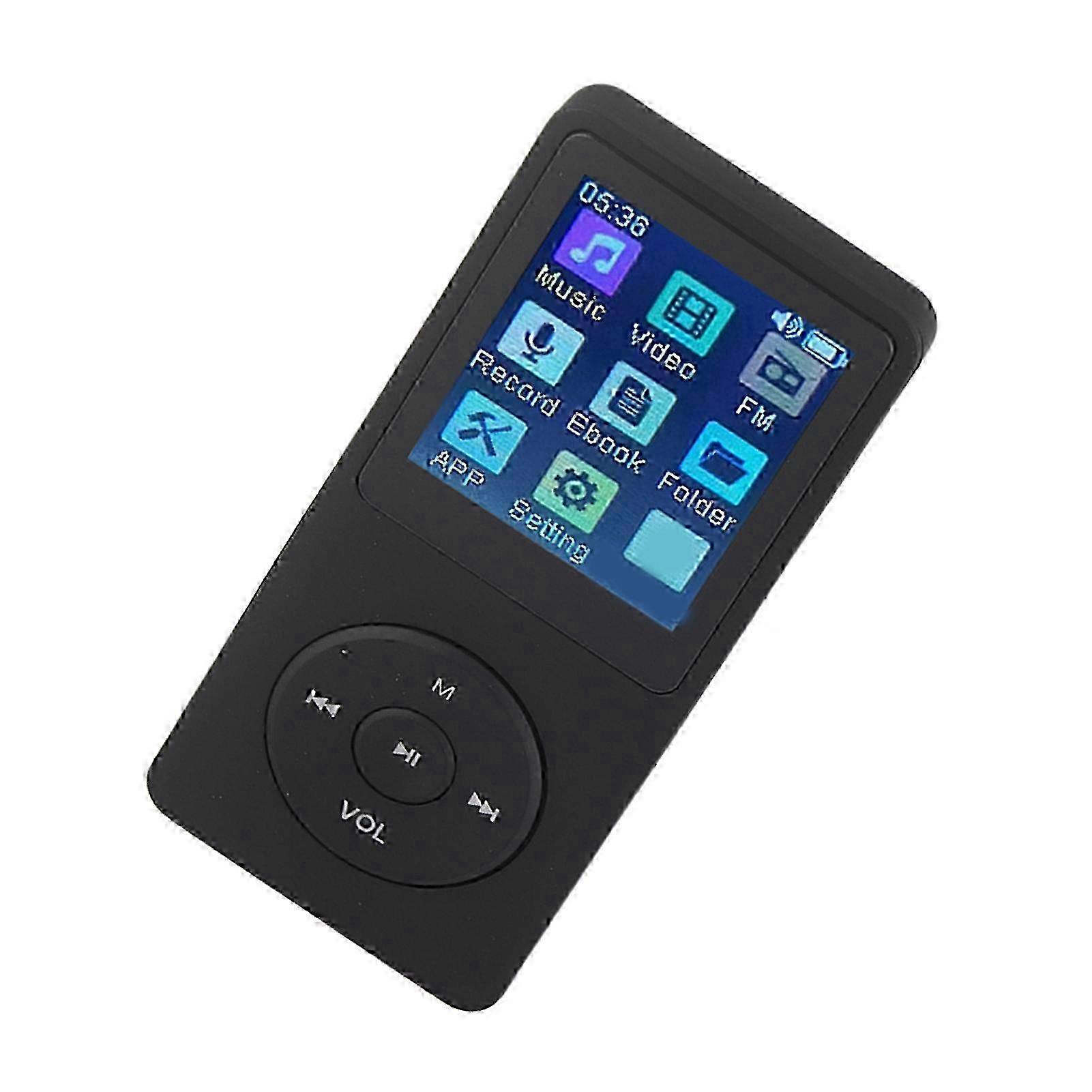 MP4 Player Portable Support Small Memory Card Ultra Thin 1.8 Inch LCD Media Music Player with Accessories for Students Black