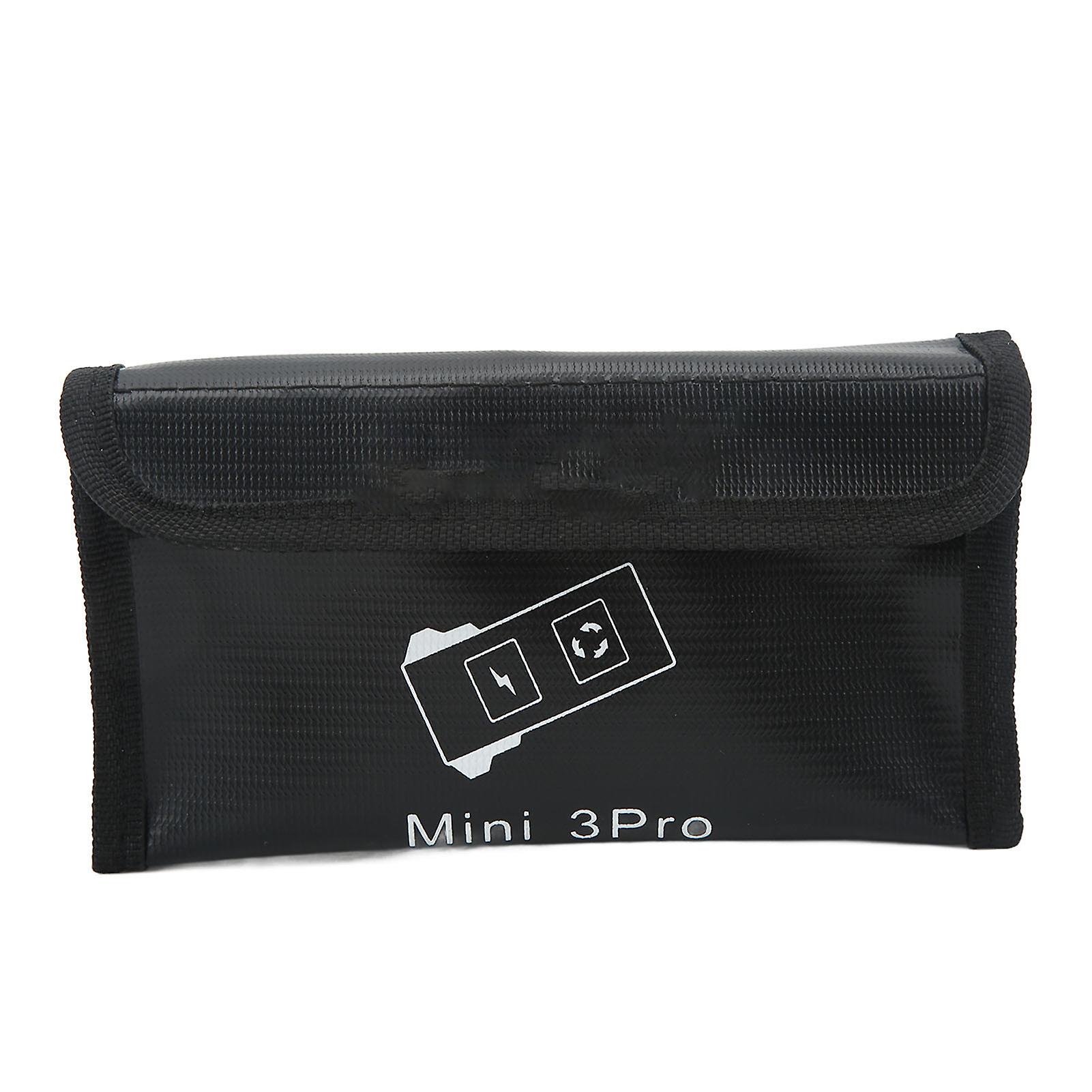 Battery Protective Bag Explosion Proof Hook and Loop Closure Fireproof Nylon Black Battery Guard Bag for Mini 3 Pro 3 Batteries