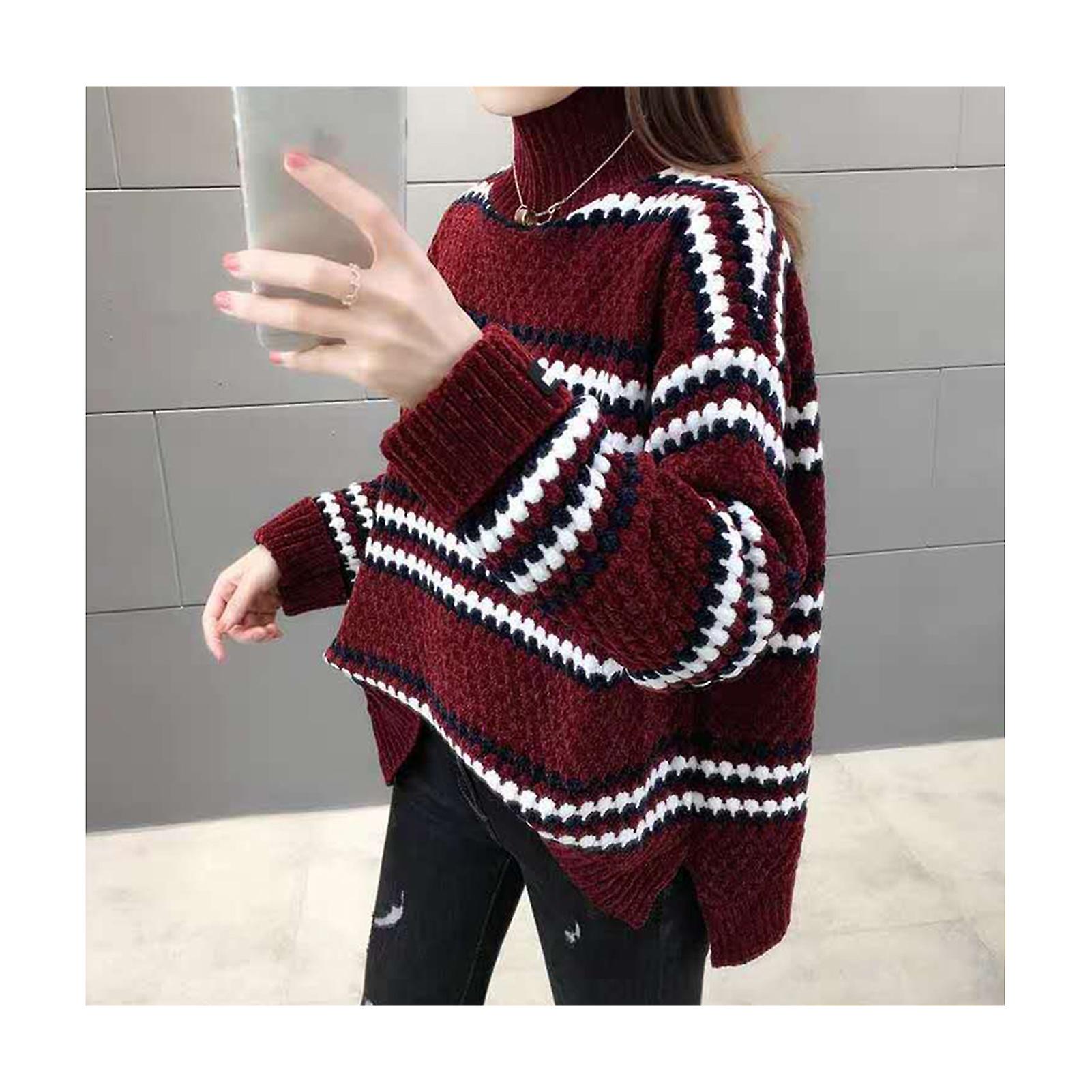 Damen Rollkragenpullover Soft Winter Langarm Strick Warm Pullover Casual Rollkragenpullover