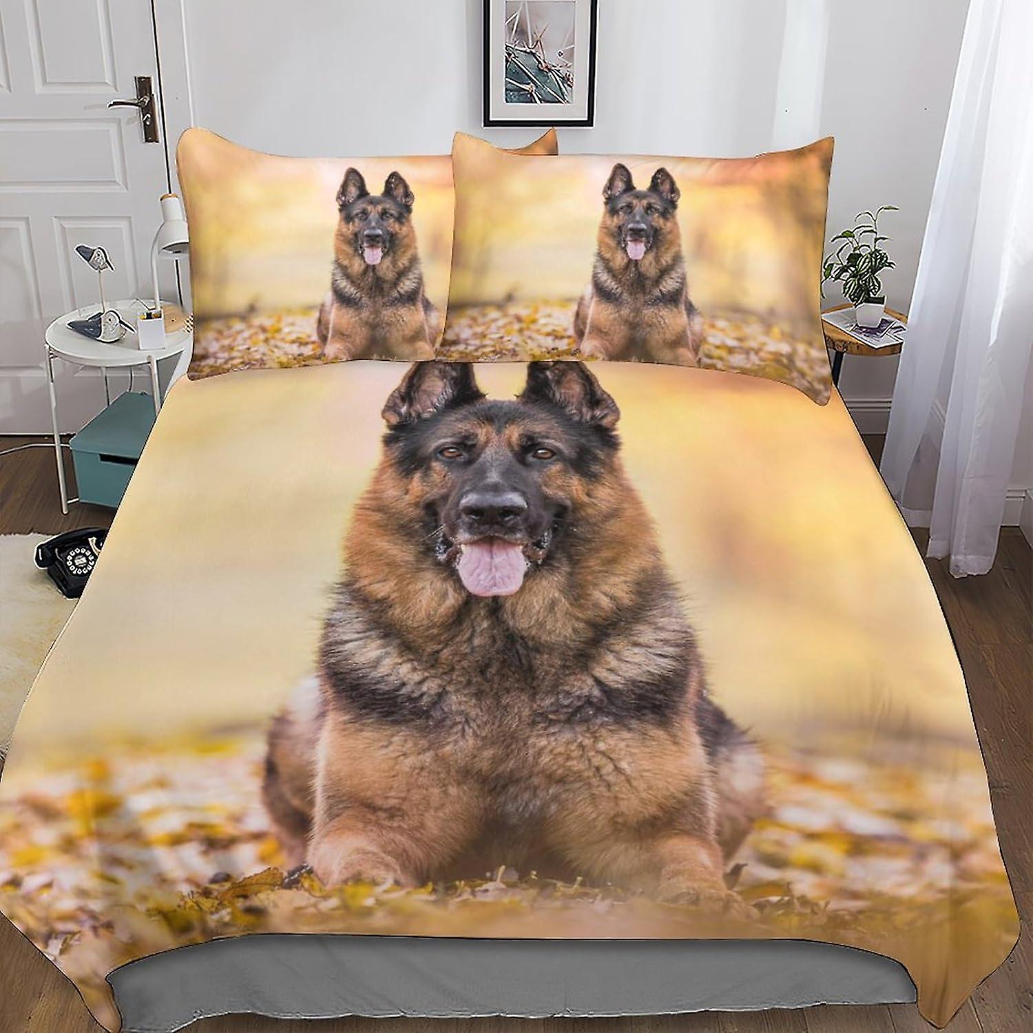 Entemah الألمانية الراعي المعزي غطاء 3D طباعة الفراش مجموعة ديكور 3 قطعة مجموعة لحاف غطاء غطاء غطاء السرير مع وسادة لينة M