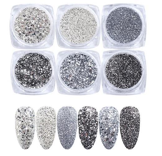 6 spiker glitter , Nail dekorasjoner