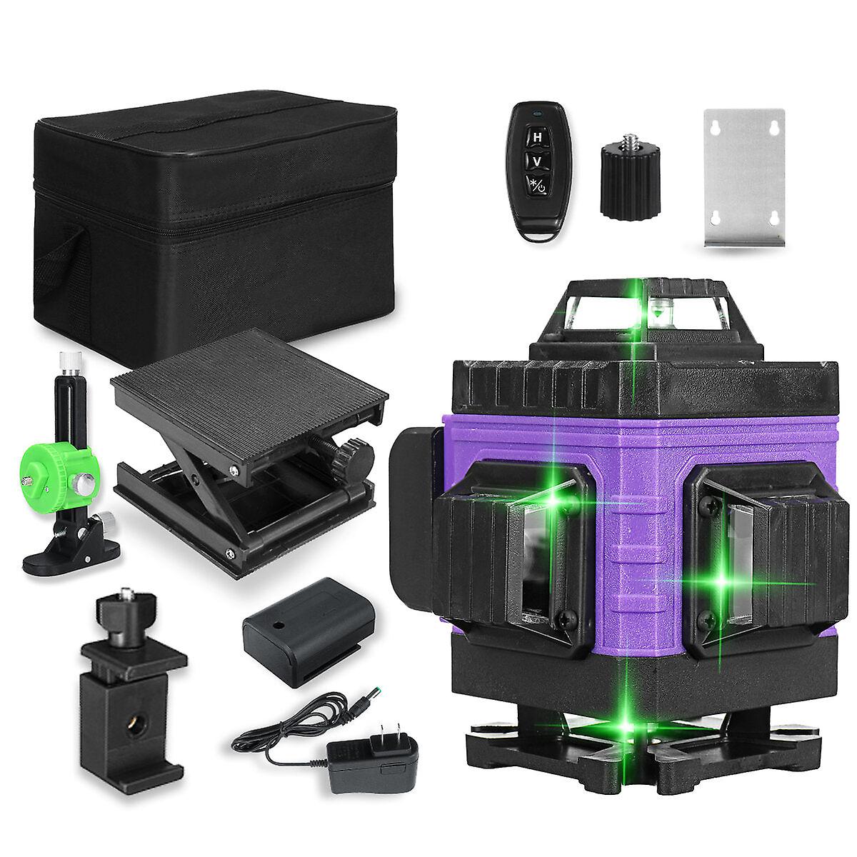 8/12/16 Lines 4d 360 Horizontal Vertical Cross Green Light Laser Level Self-leveling Measure Super Powerful Laser Beam