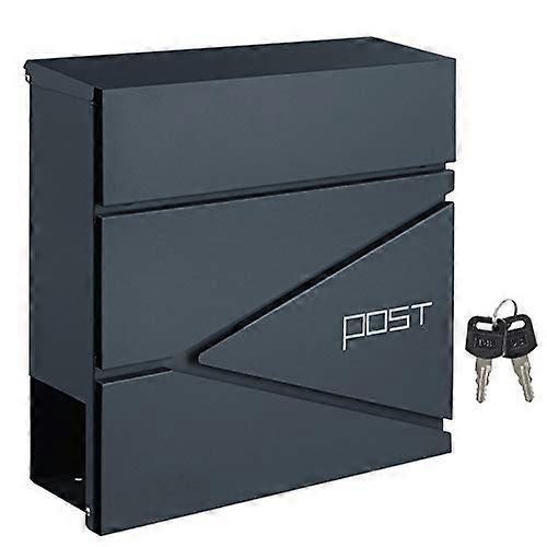 Modern anthracite grey mailbox with soft-closing lid and holder