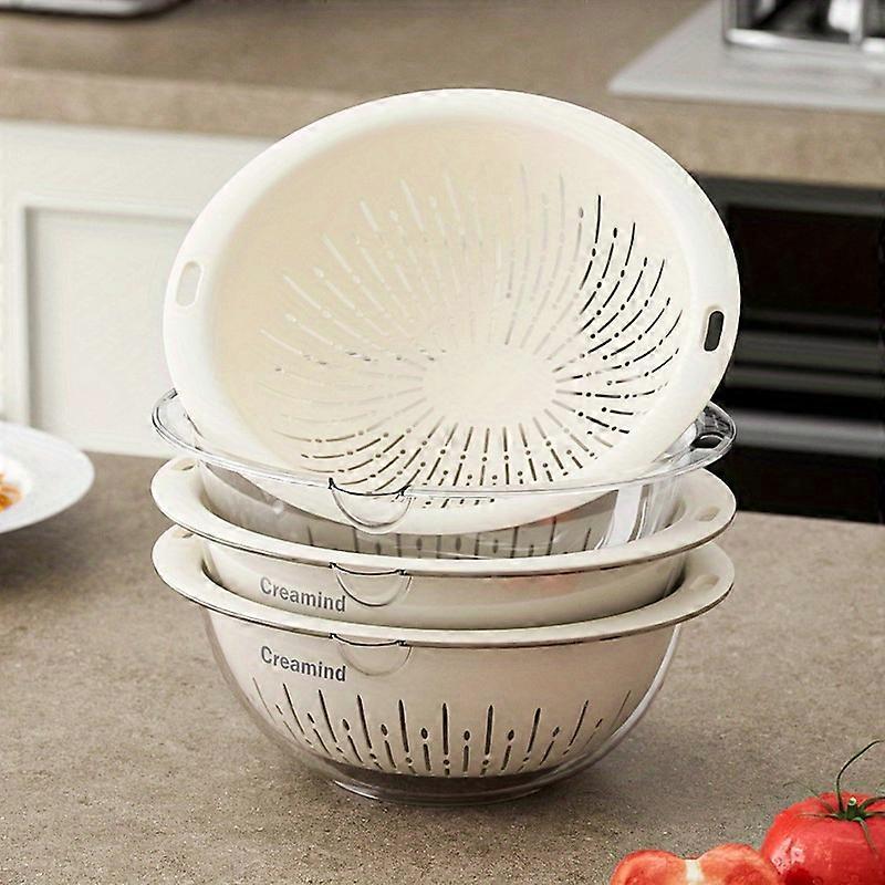 Draining Basket, Thickened Double-layer Vegetable Washing Basin With Draining Basket, Plastic Fruit Tray For Kitchen, Living Room Water Filter Vegetab