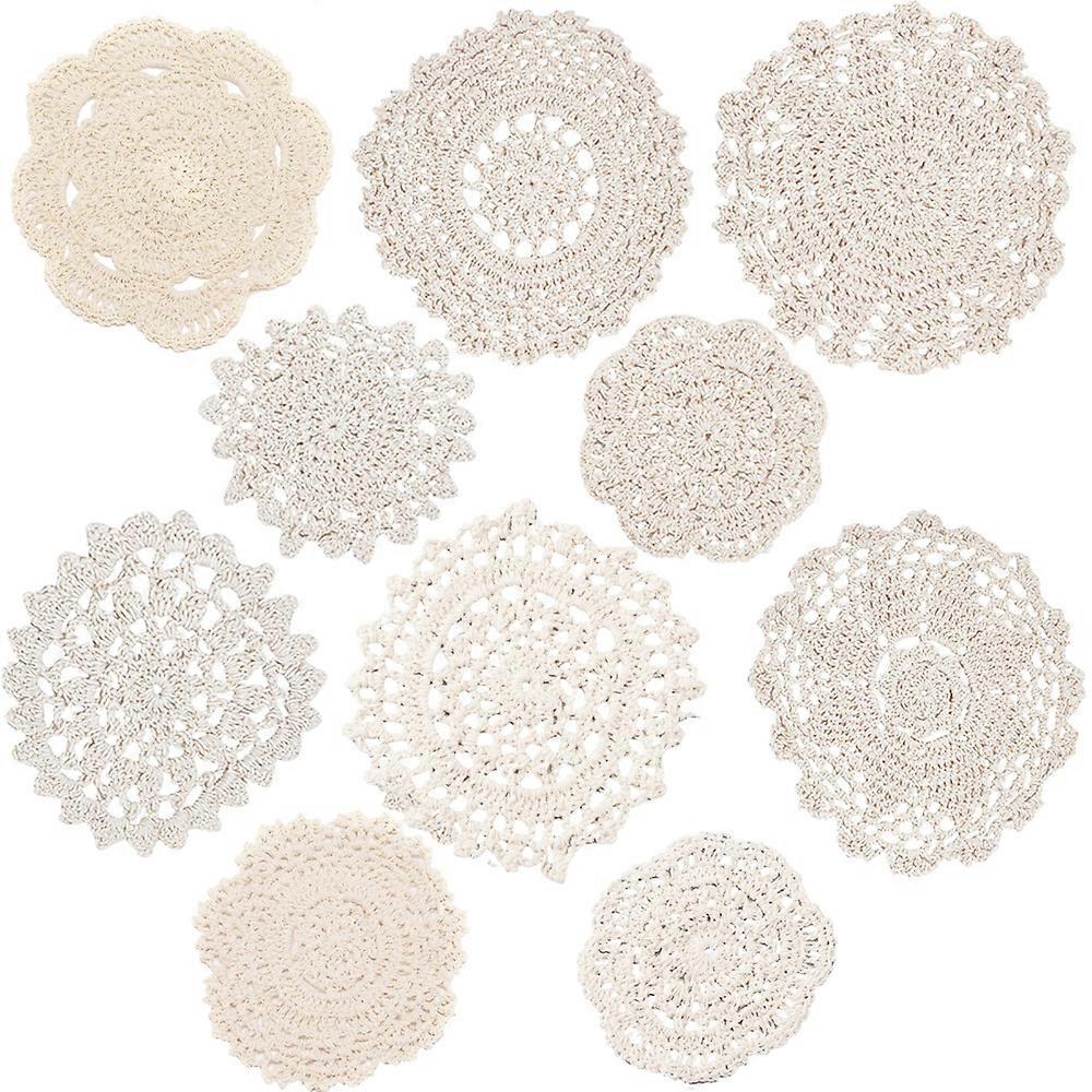 10個/セットカップマットコットンコースターかぎ針編みコットンレースコースター飲み物用ホームデコレーションビスクイードアルアドハムバラク