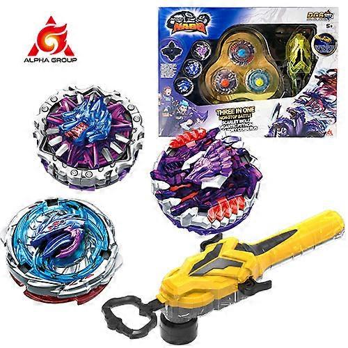 5 Uperpowered 3-in-1 Set Python & Cerberus & Wolf Magic Pro Spinning Tops With Special Magnetic Launcher