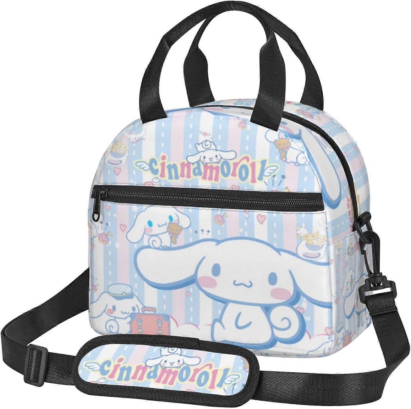 حقيبة غداء الكرتون Cinnamoroll Kawaii ، أكياس الغداء القابلة لإعادة الاستخدام صندوق غداء نسائي سعة كبيرة حقيبة غداء معزولة محمولة عبر الجسم 04