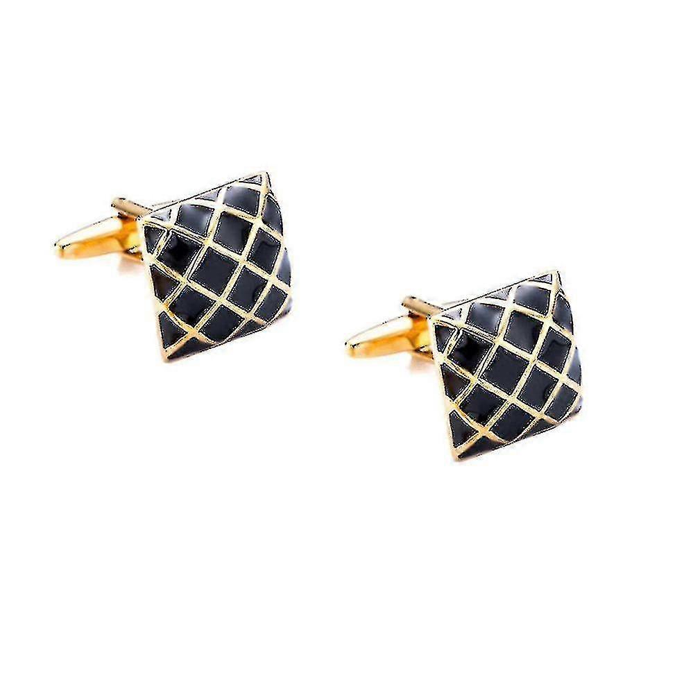 エポキシチェック柄カフリンクスドレスカフネイルメンズシャツボタンカフリンクス