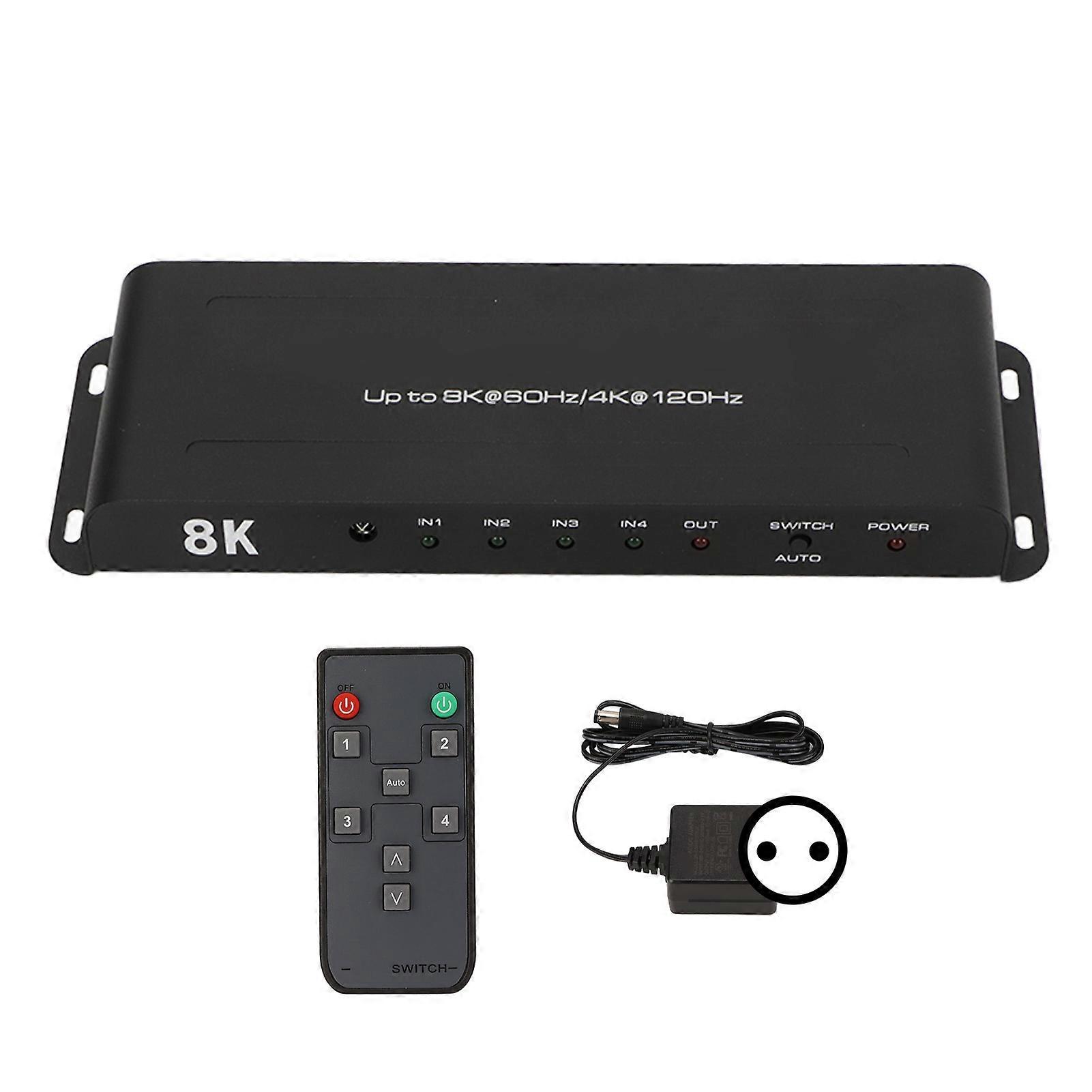 Hd Multimedia Interface Switcher 4 Port Supports 8k 60hz 4k 120hz Hdr Hd Multimedia Interface Switcher 100240v Eu Plug