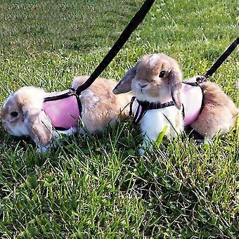 Rabbit Harness Comfortable Adjustable Traction Tool Ferret Rats Hamster Soft Mesh Harness Leash Vest Set Pet Supplies