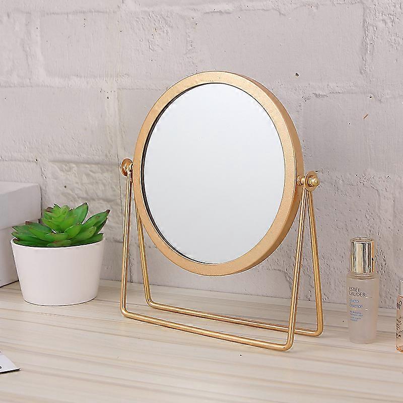 Round Retro Makeup Mirror 360 Adjustable Rotating Table Mirror Metal Frame