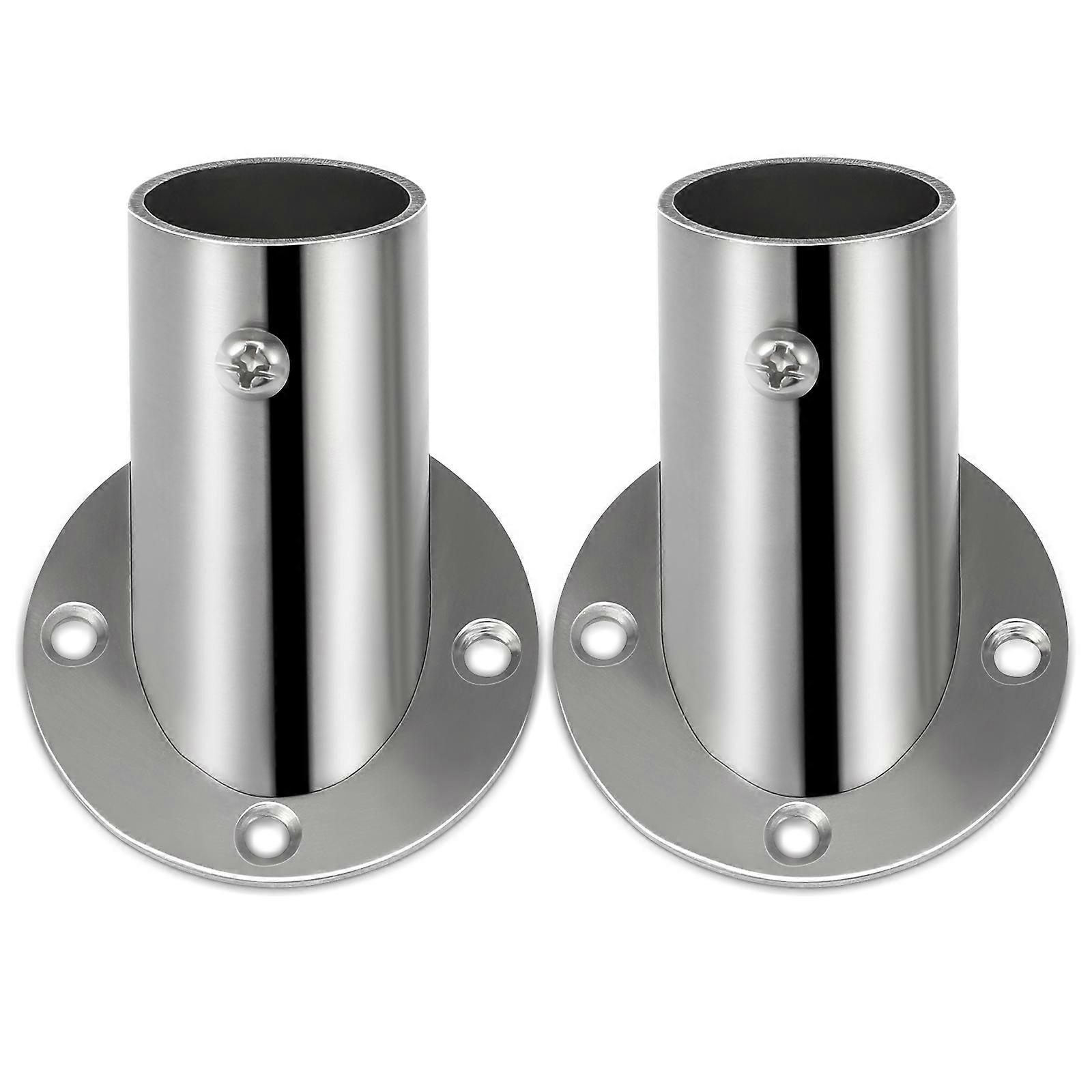 2Pcs Adjustable Socket Bracket Support Holder Stainless Closet Rod Flange