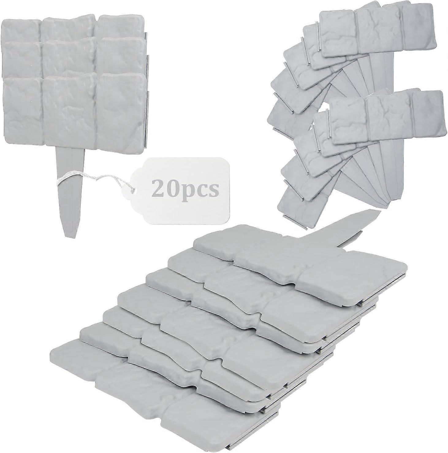 20 Pack Grass Edging 5M Gray Plastic Lawn Edging For Flower Beds