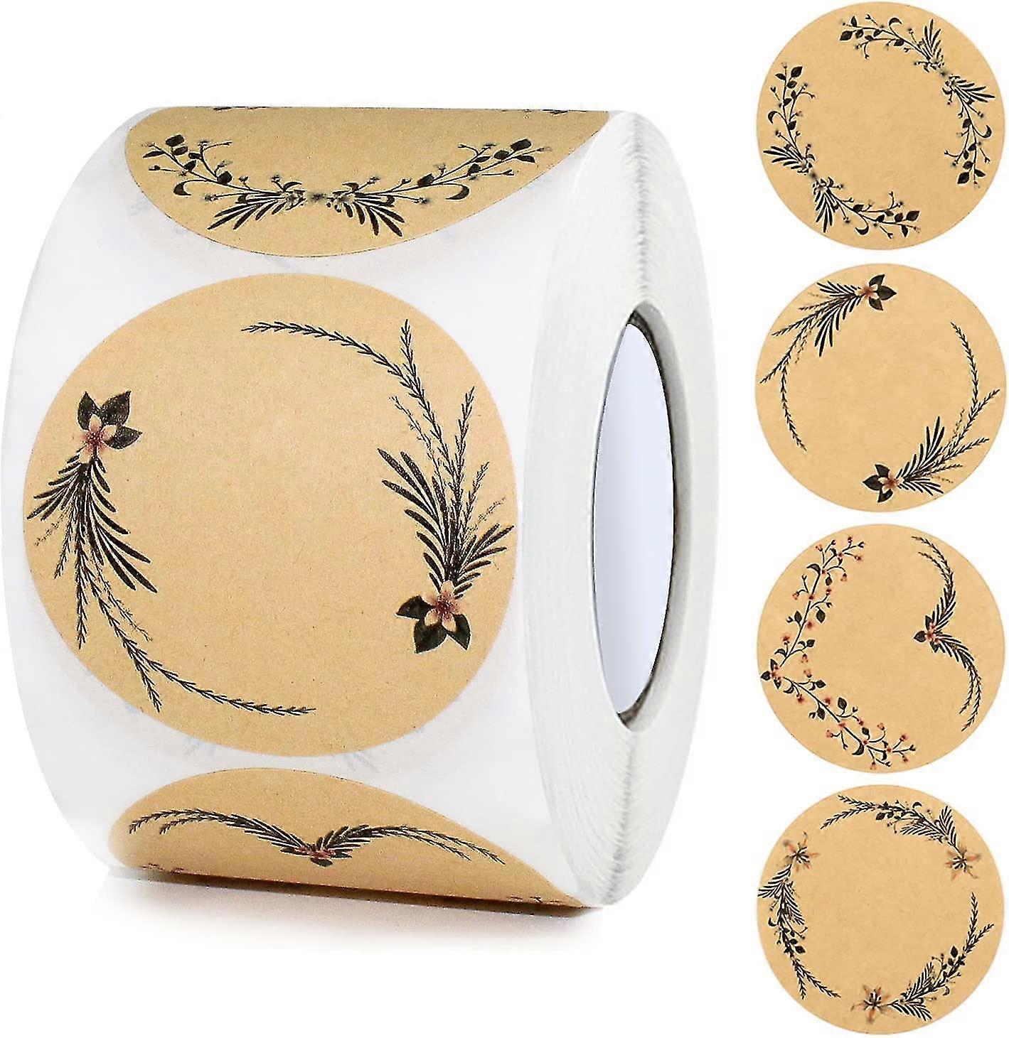 2ppcs round kraft sticky labels 5cm jam labels adhesive kraft paper labels for gifts envelope baking spices label jars (1000pcs brown)