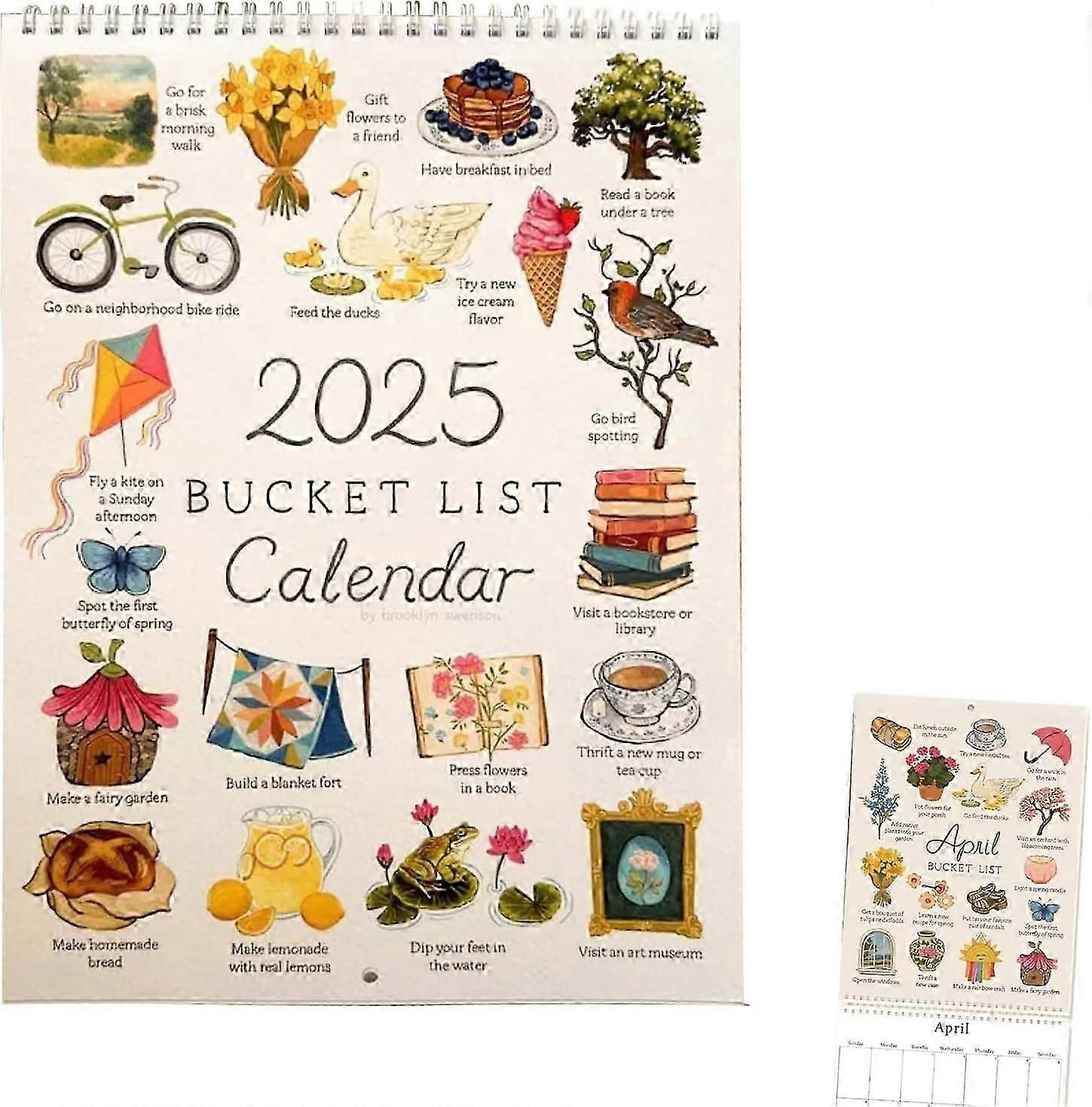 2025 Bucket List Calendar, 12 Months Wall Calendar, 2025 Wall Calendar To Do List & Notes Calendar, 2025 Calendar for Planning or Organizing