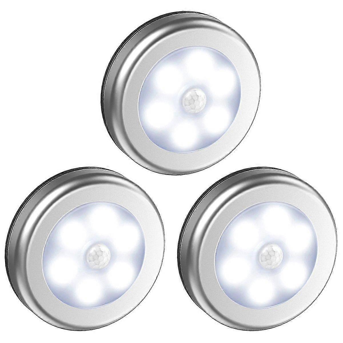 3 Pack Motion Sensor Light, Cordless Battery-powered Light, Automatic Night Light With 3m Adhesive Pads - Mishan