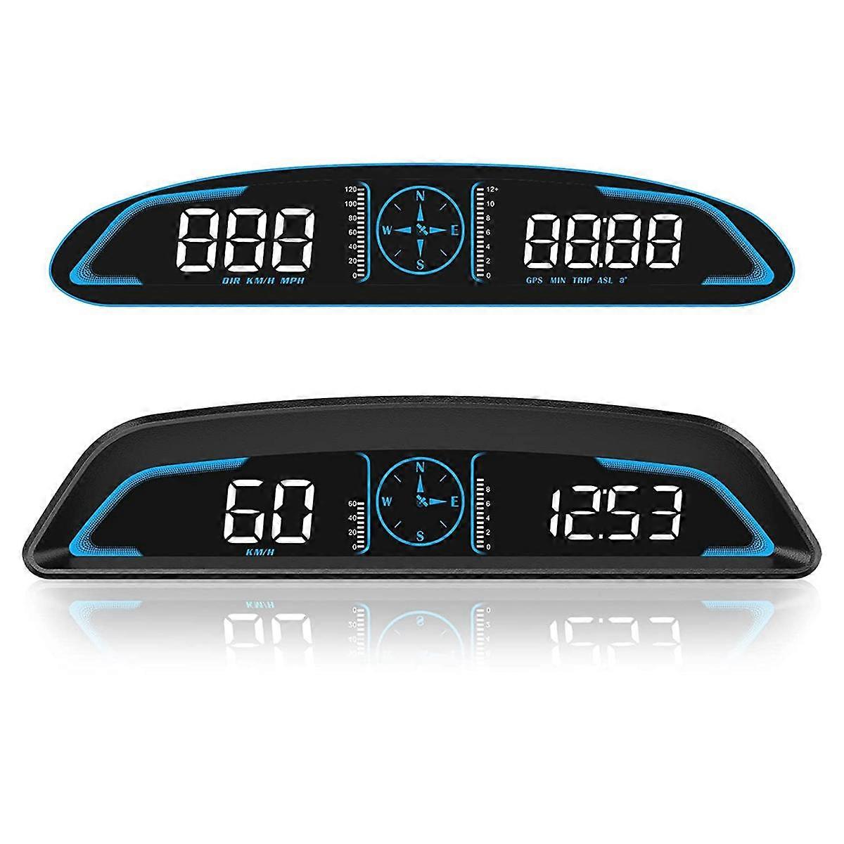 Digital GPS Speedometer Car Heads Up Display with Speed Fatigued Driving Alert Overspeed Alarm Trip