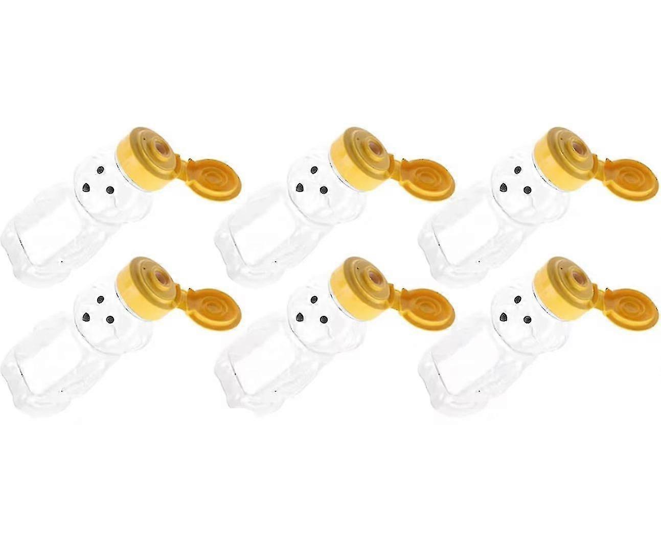 Squeeze Condiment Bouteilles Réutilisables Squeeze Containers Bear Shape Honey Sauce Moutarde Jam Distributeur (6pcs, Jaune)