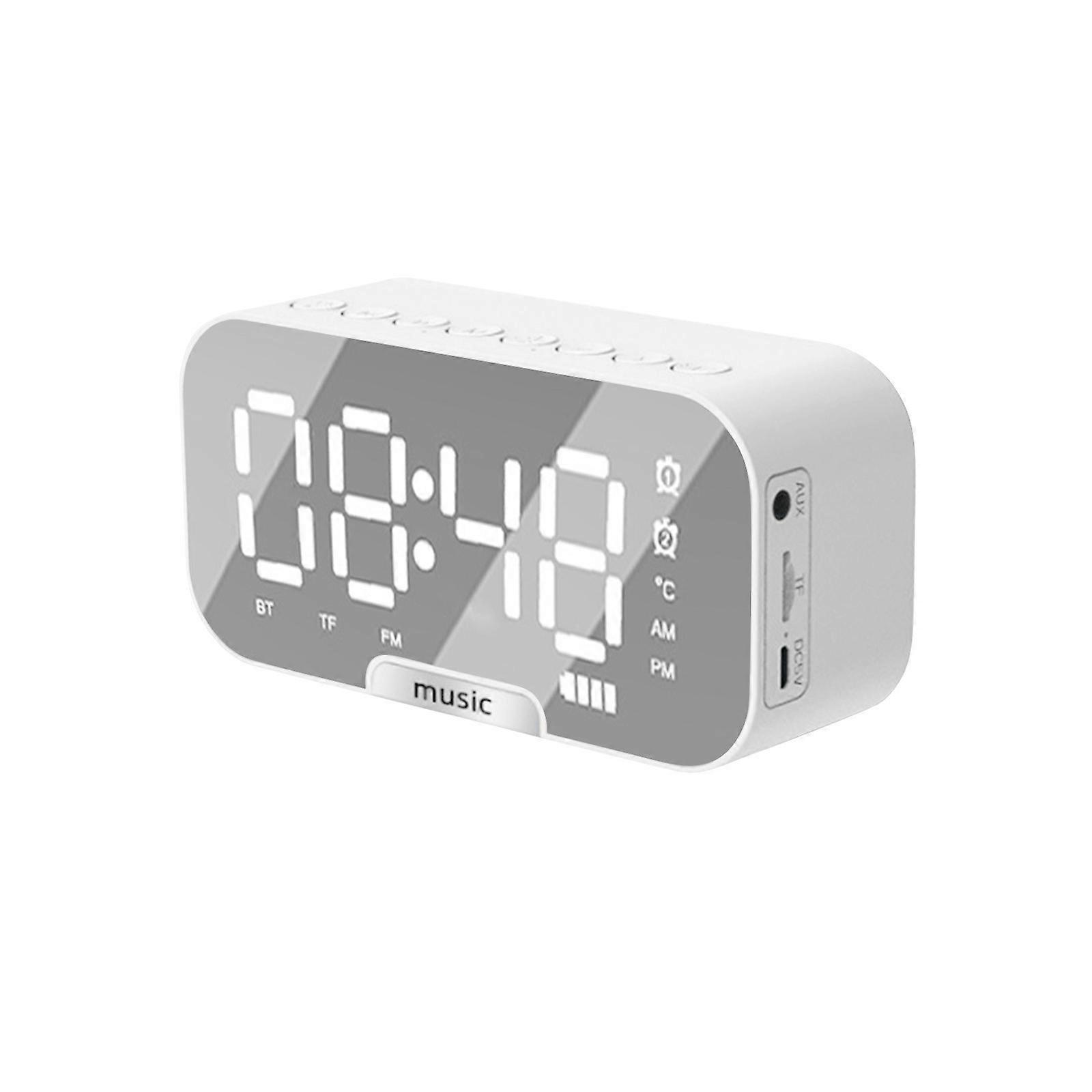 LED Mirror Digital Alarm Clock Big Time Display Table Alarm Clock Wireless Speaker Subwoofer Music Player Support Bluetooth