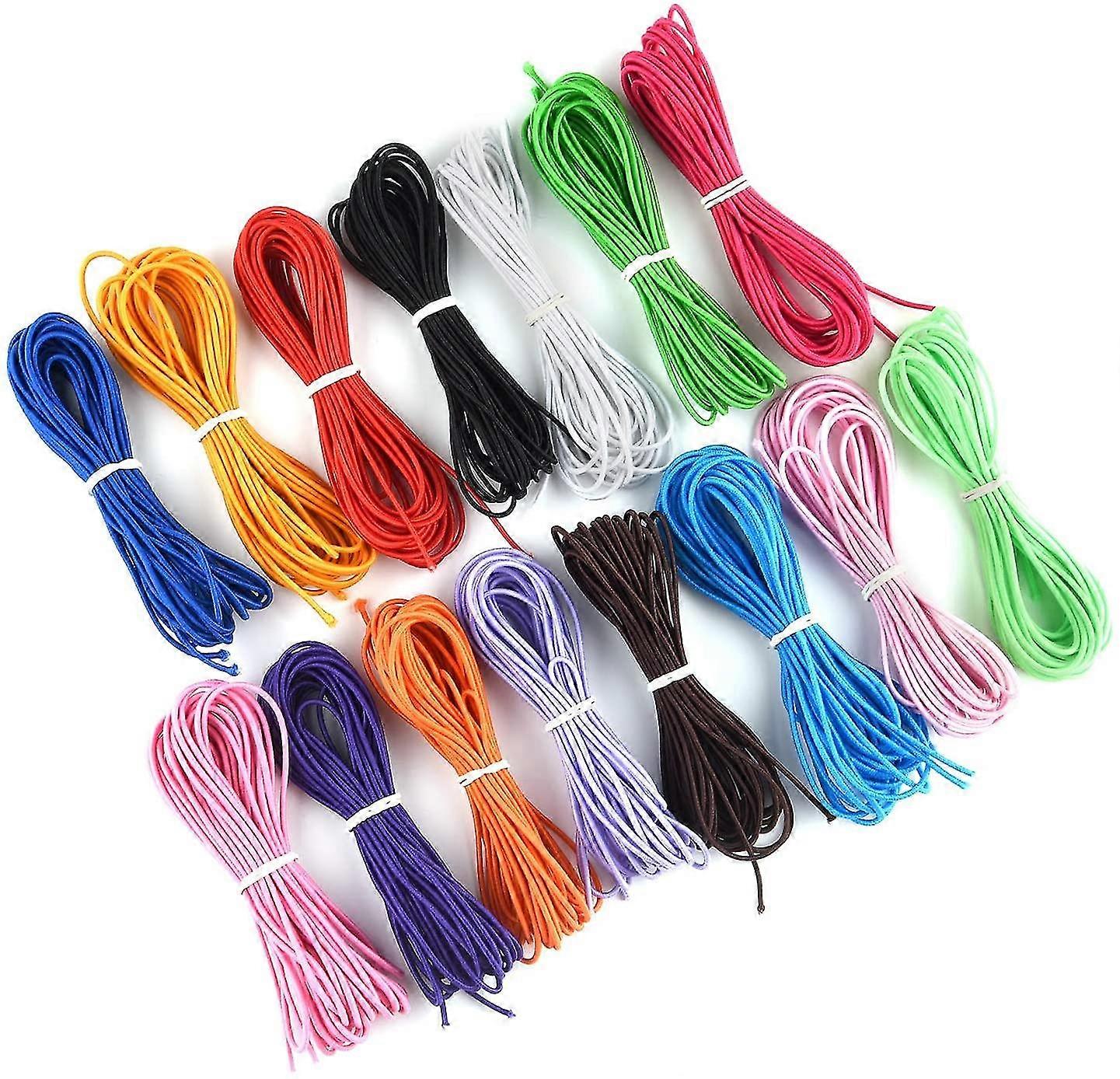 Coloured Elastic Cord 1mm Elastic String Bracelet Elastic 15 Pcs X 4m