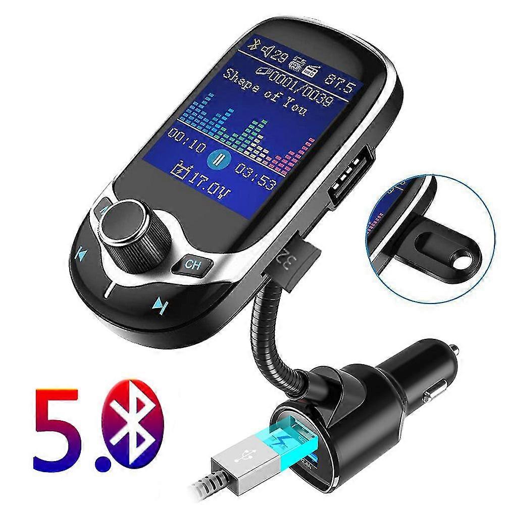 Jinserta 2021 car mp3 music player bluetooth 5.0 receiver fm transmitter usb qc3.0 charger u disk / tf card aux lossless music