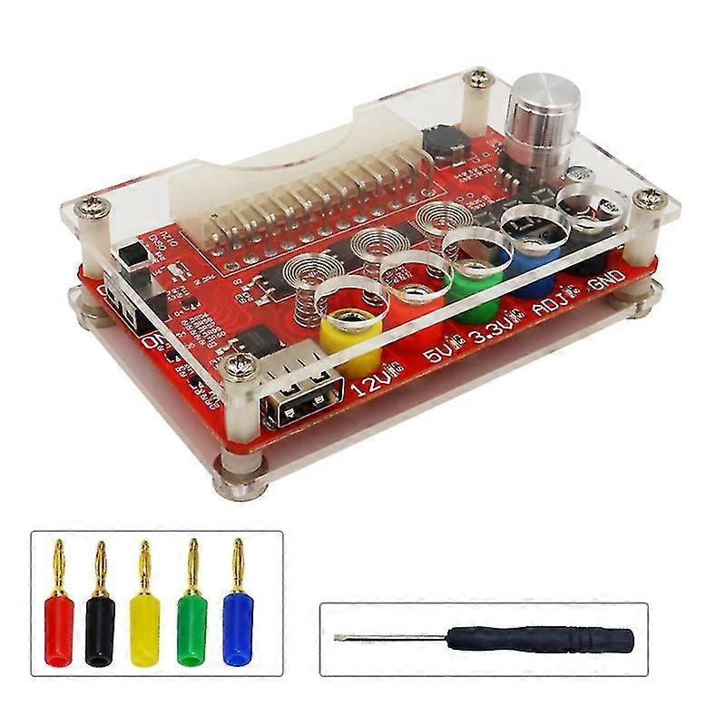 Atx 24 Pin Power Supply Breakout Panel And Acrylic Case Kit With Adj Adjustable Voltage Knob Compatible With 3.3v 5v 12v