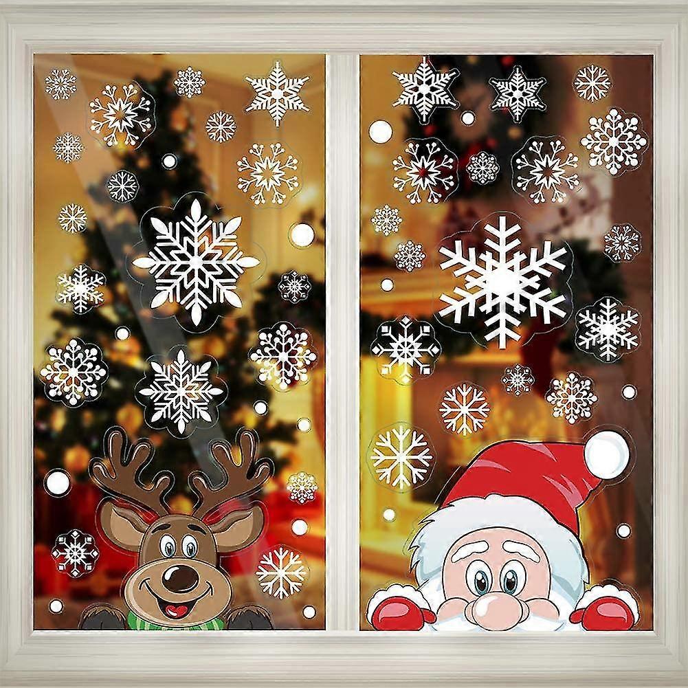 8 Sheets Christmas Snowflake Window Clings – Waterproof Santa & Snowman Decals, Holiday Glass Stickers (Multicolor)