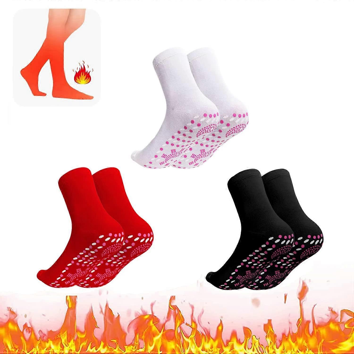 3 Pair AFIZ Tourmaline Acupressure Self-Heating Slimming Health Sock, Foot Massage Thermotherapeutic Socks