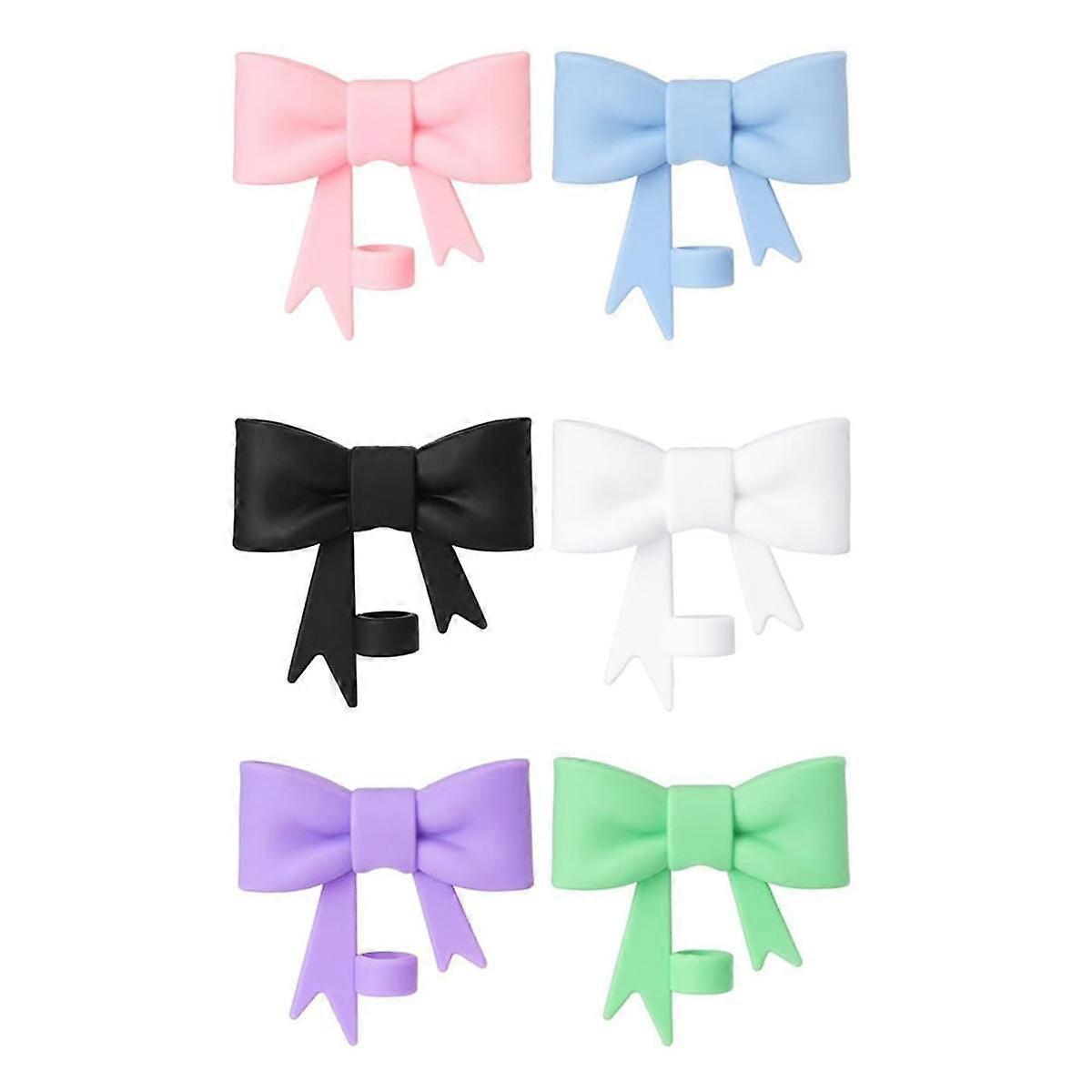 6Pc Bow Straw Topper,Cute Straw Toppers Silicone Straw Covers Reusable Cap Straw Covers Cap10mm for