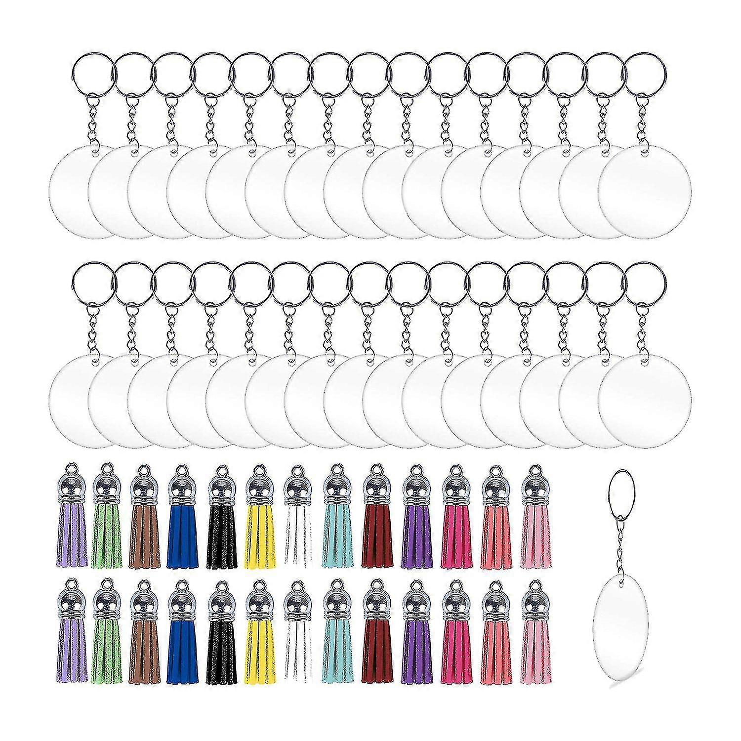 120 Pcs Acrylic Keychain Blanks Kit,circle Blanks,jump Rings