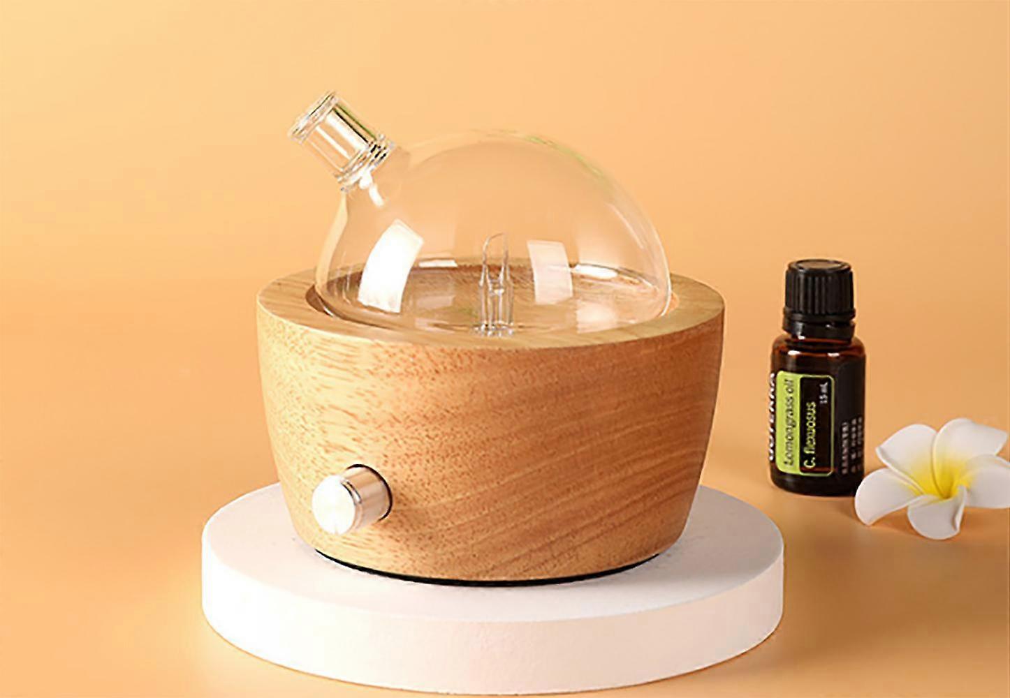 Glass Essential Oil Diffuser Real Wood Base 2023 Upgrade Aromatherapy Diffu