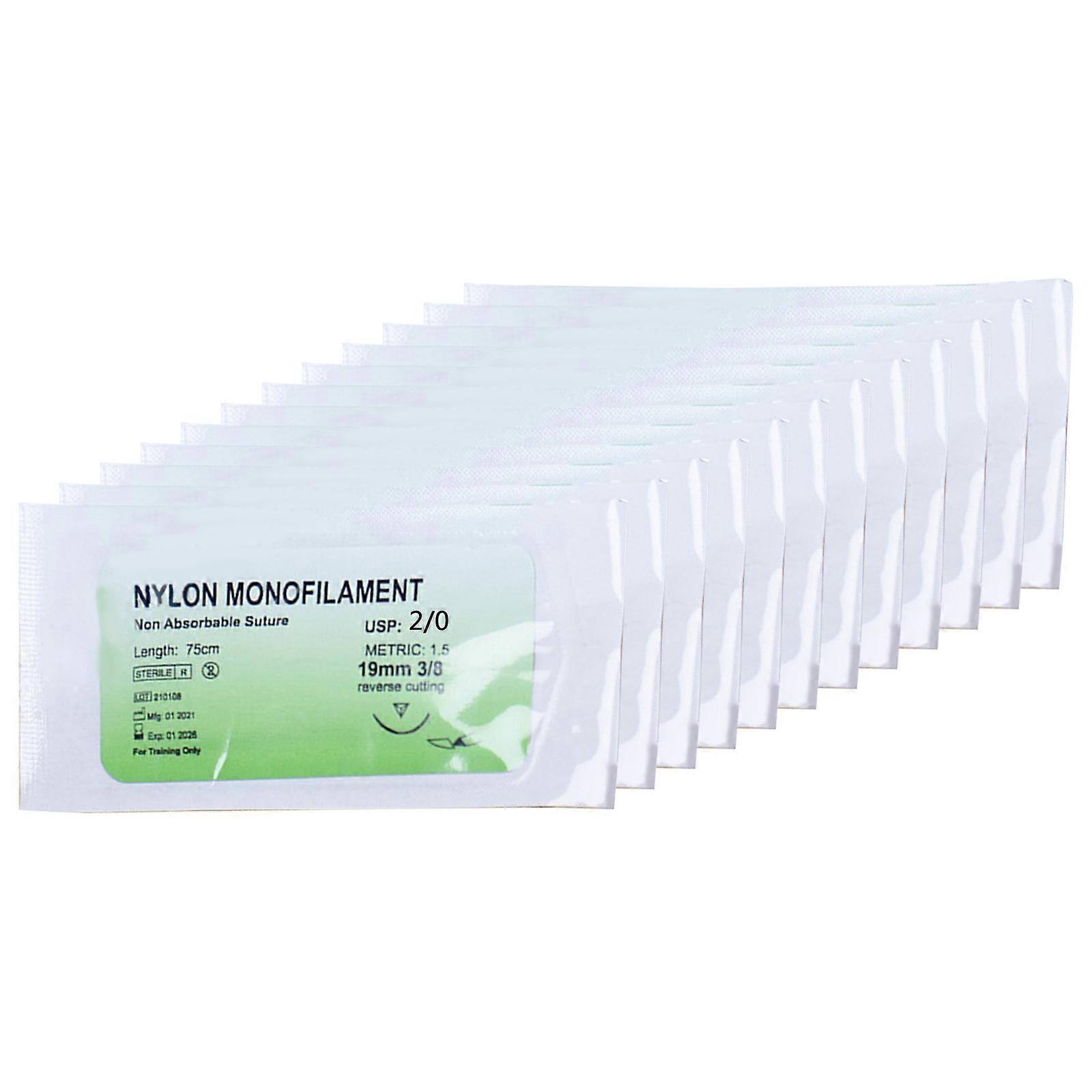 12Pcs Suture Threads with Needles for Doctor Nurse Veterinarian Medical Training Practicing Suturing Camping First Aid