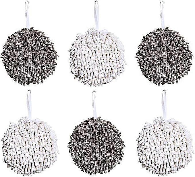 6pcs Hand Towels Soft Absorbent Microfiber Hand Drying Towels Ball Hanging Cleaning Towels Fast Drying Cloths for Kitchen Bathroom