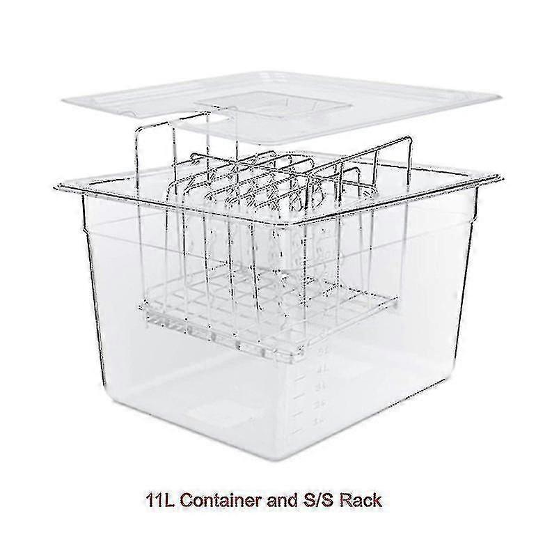 Stainless steel sous Vide racks and 11l Sous Vide cookware containers set up for submerged circulators with removable divider separator (, racks n 11L