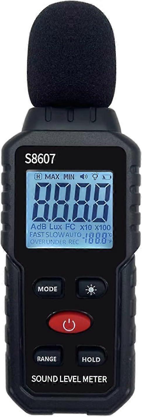 Digitaler tragbarer Schallpegelmesser Dezibel-Monitor, LCD-Anzeige 30-130dB Lärmmessgerät mit Alarmfunktion