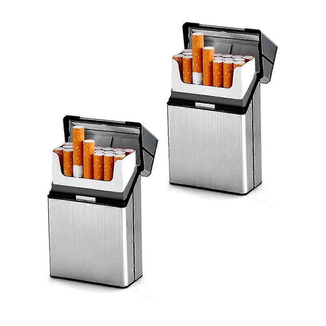 Cigarette Case Aluminum For Whole Package Cigarettes 20 Pieces, Flip Top Cigarette Case For Men Women And Ladies 2pcs (d-2d)