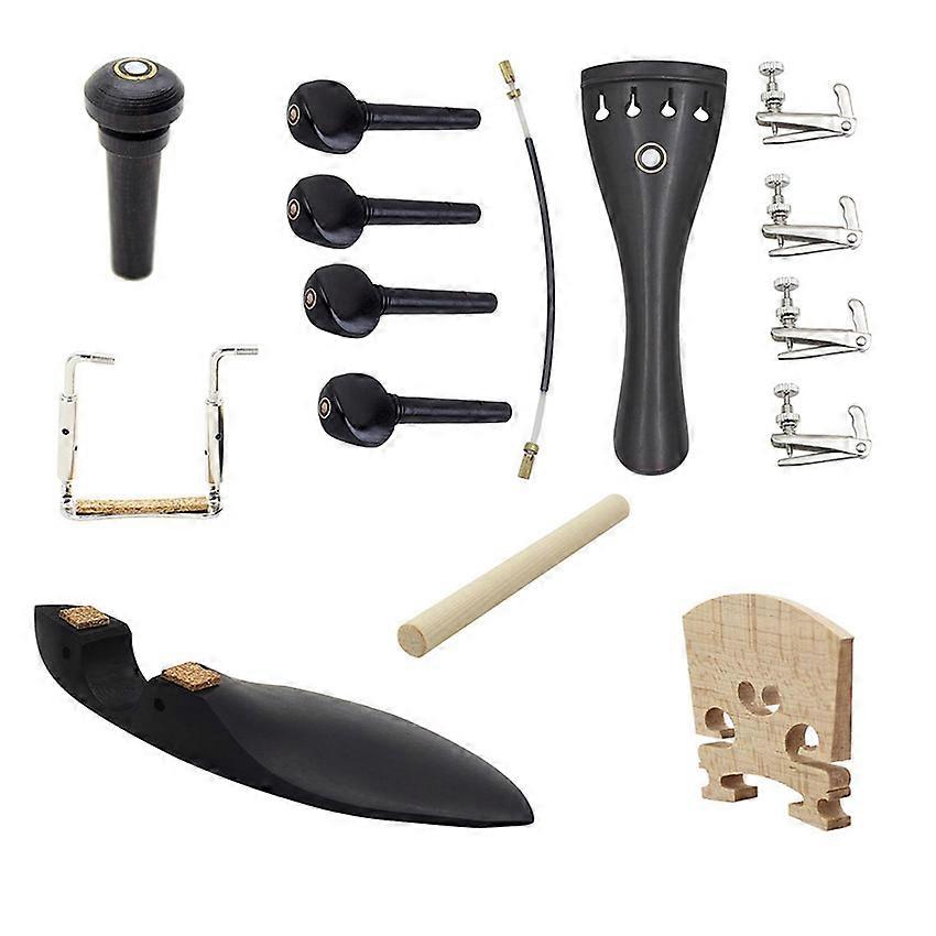 Violin Accessories Ebony 15-Piece Set Cheek Screws Pegs String Puller Plates Rope Tail Pegs String Shafts Fine Tuning