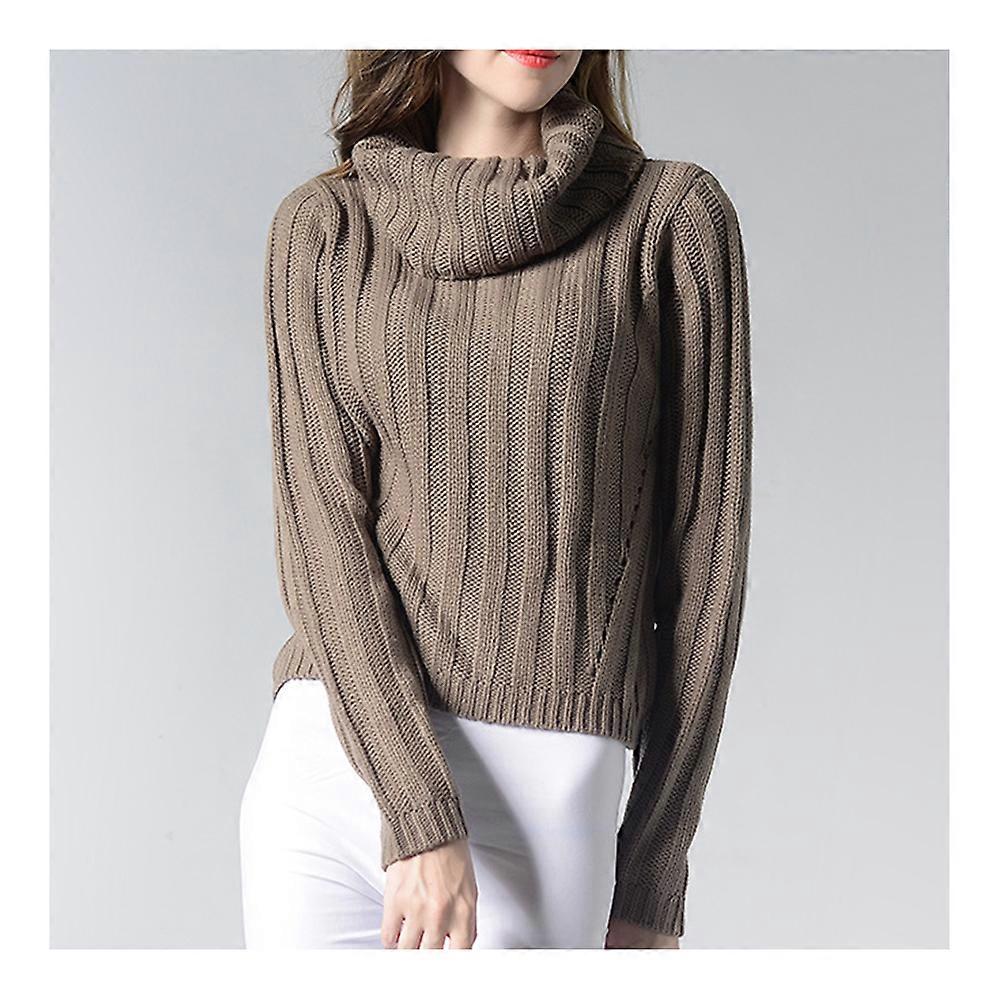 Einfarbiger Strickpullover mit hohem Kragen