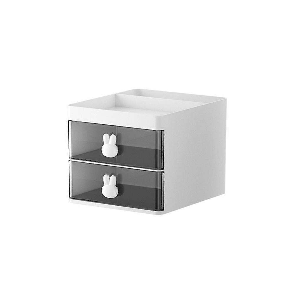Desktop Storage Box Tube Transparent Drawer Rabbit Storage Box Children's and Students' Office Desktop Ornaments White