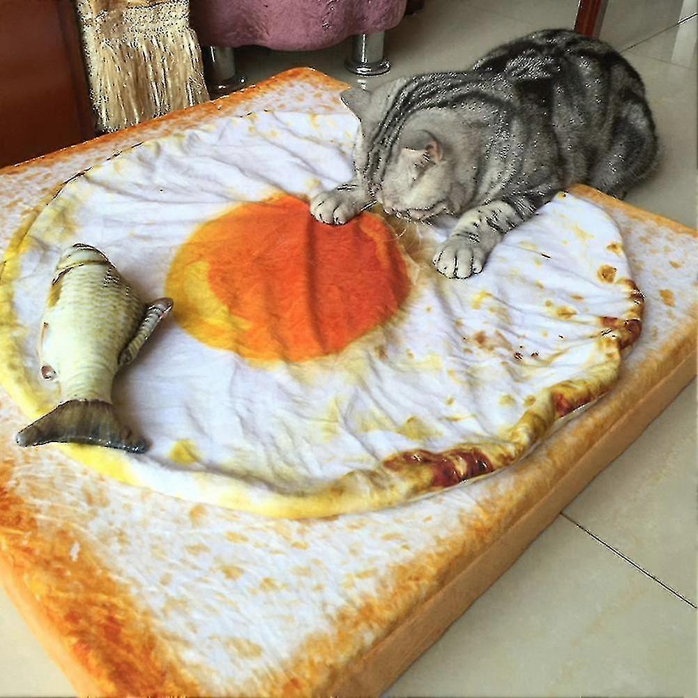 Warm Soft Fried Egg Plush Pet Cat Dog Blanket Bed Mat Air-conditioner Quilt Zekai