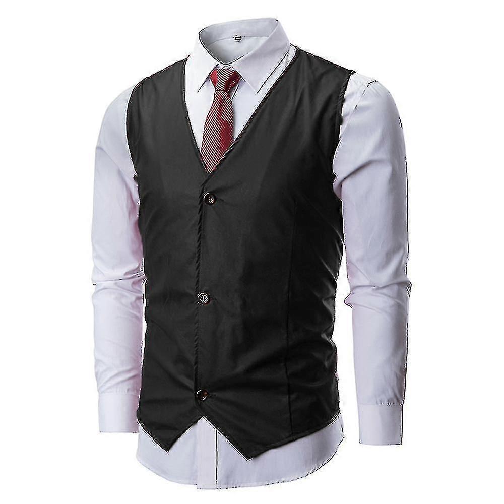 Läderväst för män Solid Slim Fit Casual ärmlös läderjacka