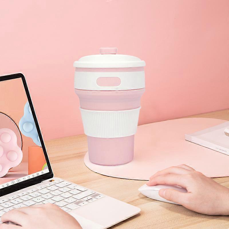 Blue Collapsible Water Cup Silicone Cup 350ml Convenient Squeezable Folding Coffee Cup